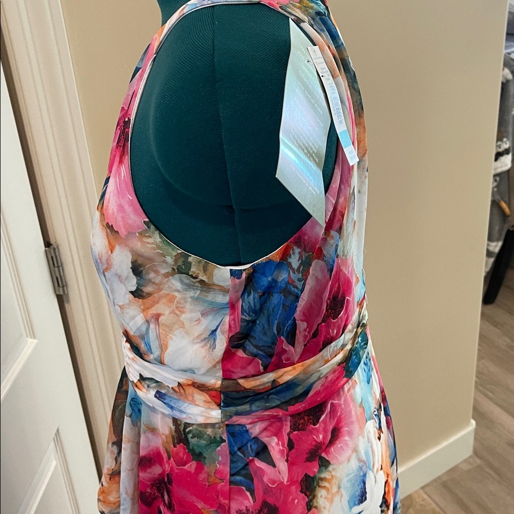 R&M Richards Multicolor Floral Ruffle Maxi Dress 16 Sleeveless - Picture 7 of 9